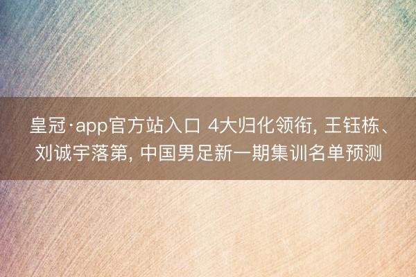 皇冠·app官方站入口 4大归化领衔, 王钰栋、刘诚宇落第, 中国男足新一期集训名单预测