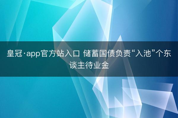皇冠·app官方站入口 储蓄国债负责“入池”个东谈主待业金