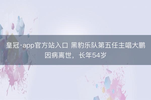 皇冠·app官方站入口 黑豹乐队第五任主唱大鹏因病离世，长年54岁