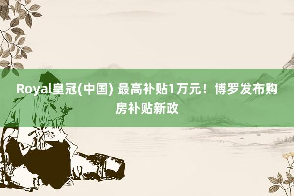 Royal皇冠(中国) 最高补贴1万元!博罗发布购房补贴新政
