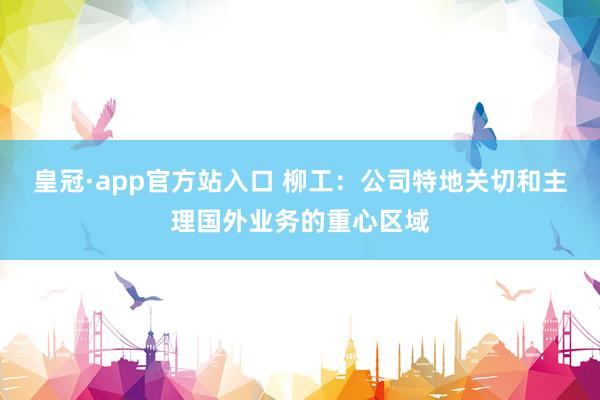皇冠·app官方站入口 柳工：公司特地关切和主理国外业务的重心区域