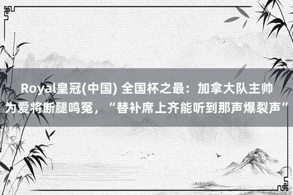 Royal皇冠(中国) 全国杯之最:加拿大队主帅为爱将断腿鸣冤,“替补席上齐能听到那声爆裂声”